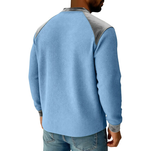 Sweat à capuche ample à boutons pour homme - Bleu - Taille M 2