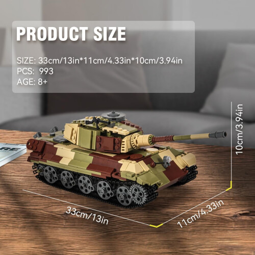 Σετ Κατασκευής Αρμάτων Στρατού Tiger II Β' Παγκόσμιος Πόλεμος για Ενήλικες Συμβατό 2