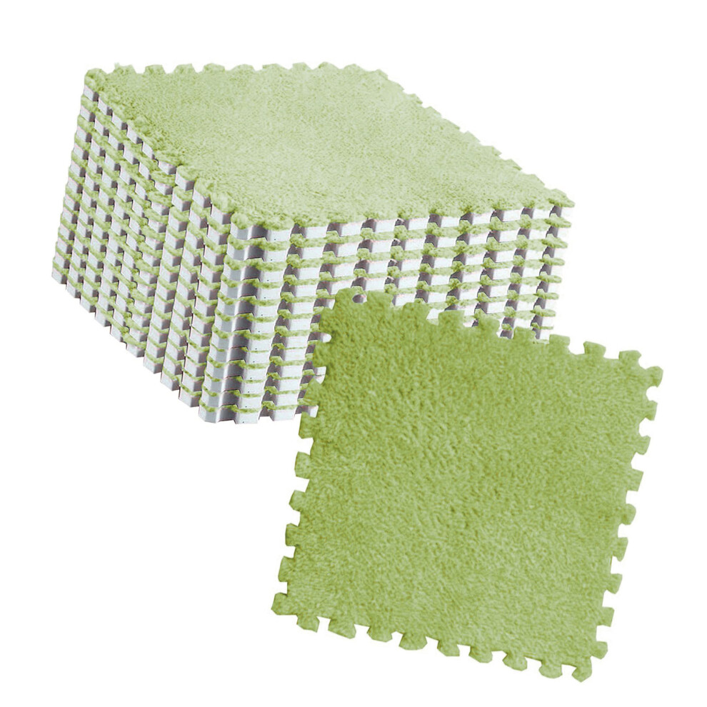 10Pcs Plush Puzzle Floor Foam Tiles 30X30cm Green