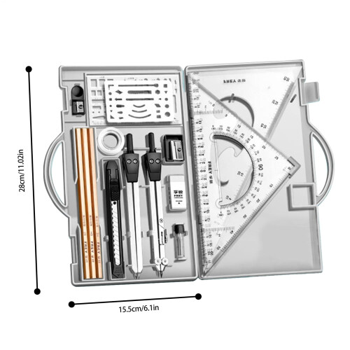 Geometry Kit 16X Math Geometry Kit Drawing Tools with Storage Box Compass Graphic Drafting Supplies for School Students 2