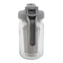 Glass Mason Jar Pitcher 64oz Grey Lid, Leakproof with Filter