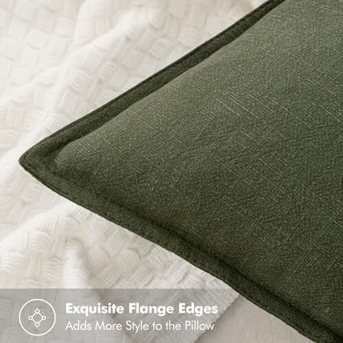 Capa de almofada Euro Sham em linho verde-oliva escuro, 56 x 56 cm (22 x 22 polegadas) 1