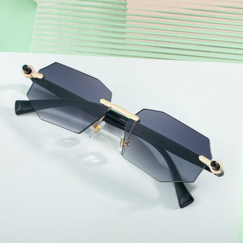CY-GZ1503Νέα ανδρικά γυαλιά ηλίου Polygon Rimless, ευρωπαϊκής και αμερικανικής μόδας, premium 1