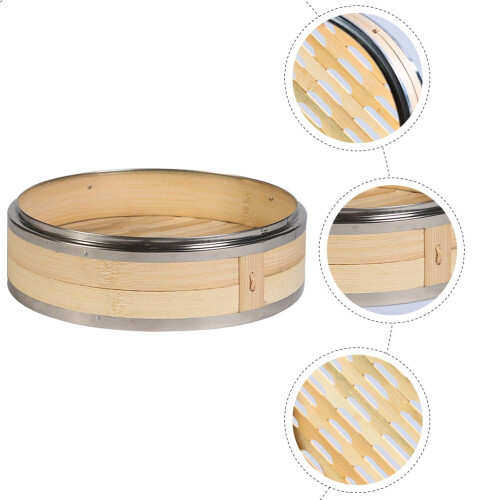 Pretyzoom Bamboo Dumpling Steamer Basket Heating Food Bamboo Kitchen Tools 1Pcs 2