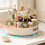 Creamy White Rotatable Round Storage Tray 28x7cm Multi-Purpose Rack 11