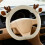 Steering Wheel Cover Fleece D-Shape Warm Teddy Bear Design 4