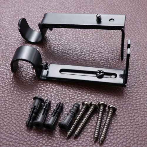 ULTNICE Curtain Rod Support Bracket Adjustable Iron Black 2Pcs 4x1.6x0.6In 2
