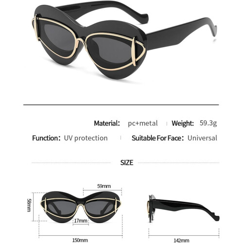 Γυαλιά ηλίου Cat Eye για γυναίκες2024Πολυτελή vintage γυαλιά ηλίου Y2k Punk για άνδρες διπλού 2