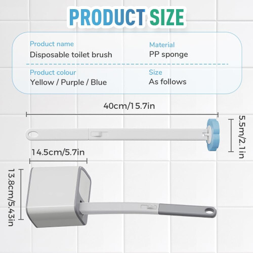Disposable Toilet Brush Set with Extended Handle 18 Refills 1