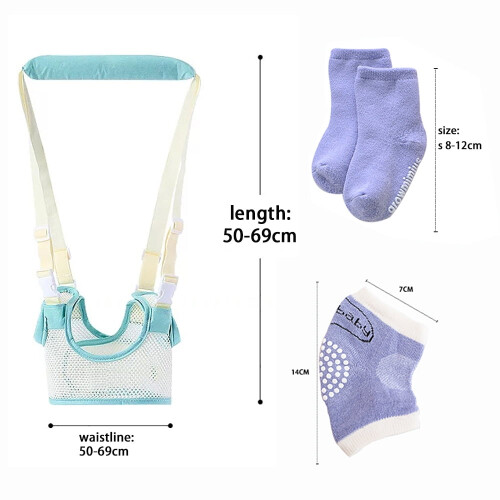 Adjustable Handheld Baby Walking Harness with Knee Pads and 2