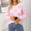 Γυναικείο πουλόβερ με σχέδιο καρδιάς, casual, oversized, στρογγυλή λαιμόκοψη, πλεκτές 6
