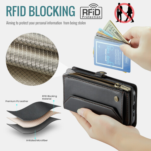 Θήκη πορτοφολιού crossbody για iPhone16 – RFID Blocking, θήκη για 10 κάρτες, μαλακό δέρμα PU, 2