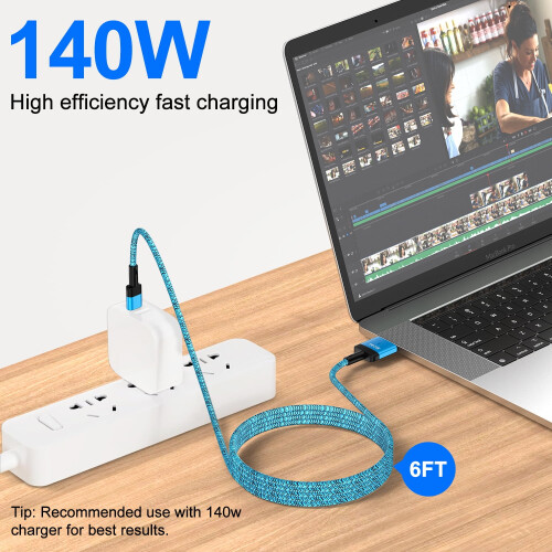 Καλώδιο USB-C σε MagSafe3, 6ft, 140W καλώδιο νάιλον γρήγορης φόρτισης συμβατό με M4/M3/M2/M1MacBook 1