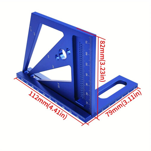 3D Multi-Angle Measuring Ruler Square, MM/Inch, Aluminum Alloy T-Type Triangle Scriber Tool – Compatible with Woodworking 1