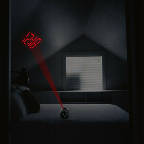 Digital Alarm Clock Snooze LED Wall Ceiling Projection LCD Digital Voice Talking 2