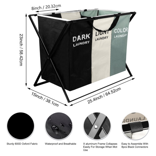 Durable Laundry Sorter Hamper with Large Capacity and Versatile Storage Solution 1