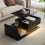 Black High-Gloss LED Coffee Table with Glass Top 1