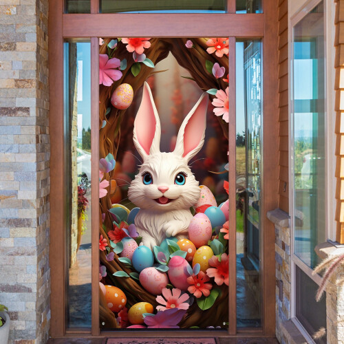Ensemble de 4 housses de porte lapin de Pâques 35 x 78 pouces 2