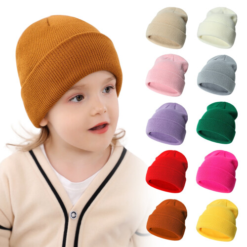 Winter Knitted Beanie Newborn Crochet Pullover Warm Cap Yellow S 2