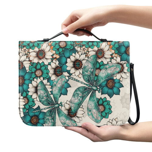 Θήκη Βίβλου από δέρμα PU σε σχήμα λιβελούλας boho mandala για γυναίκες και άνδρες – 1