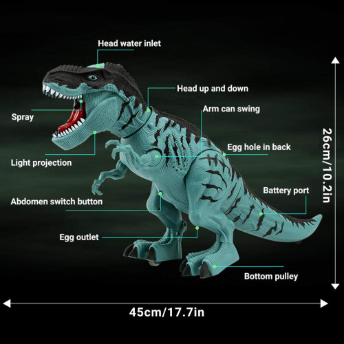 Battery Operated Remote Control Dinosaur, Durable Construction Interactive Toy with Touch Sensing Technology, Flexible Movement Realistic Walking 2