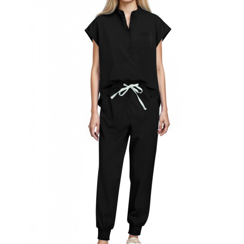 Women's Jogger Scrubs Top Black S 1