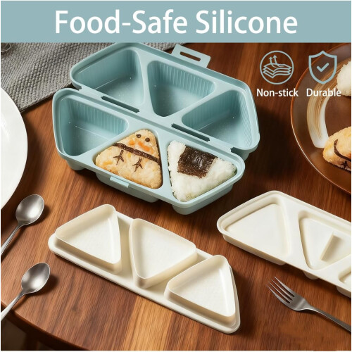 Onigiri Mold Set Silicone Triangle Rice Ball Press 6-Cavity 2