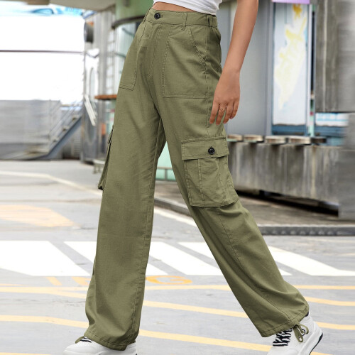 Γυναικείο Casual Street Style Παντελόνι Εργασίας με Πολλαπλές Τσέπες και Ψηλή Μέση, Λεπτό, 2