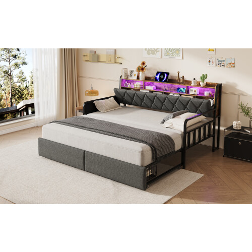 3ft Single Daybed with Pull-out Trundle and Storage Drawer 2