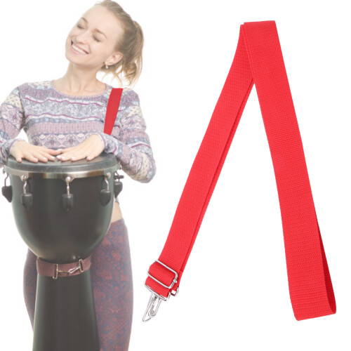Adjustable African Snare Drum Strap Polyester Nylon with Metal Hook Red Color 2