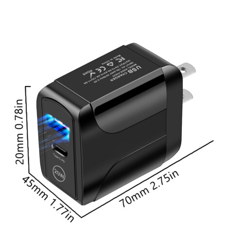 Φορτιστής USB QC3.0 20W Γρήγορος φορτιστής USB C για smartphones Κεφαλή φόρτισης διπλής θύρας 2
