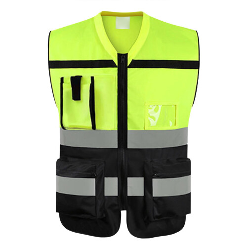 Men's High-Visibility Reflective Vest Yellow V-Neck 1