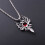 Vintage Double Dragon Sword Necklace Red Black Crystal 3