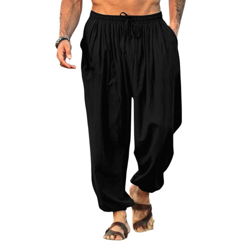 Men's relaxed fit stretch trousers black M 1