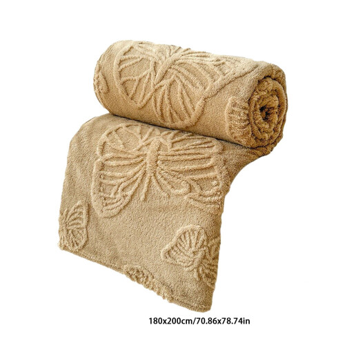 Solid Color Coral Fleece Blanket with Butterfly Pattern 2