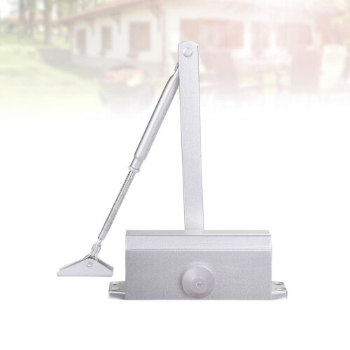 Silver Home Door Closer with Adjustable Delay and 180 Degree Buffer Function 2