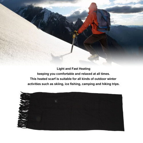 Heated Scarf USB Rechargeable 3 Temp Black 8.6oz 1