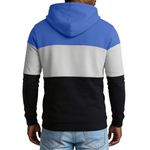 Ανδρικό Φούτερ με Κουκούλα Μπλε Color Block Loose L 2