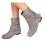 Women's calf leather boots gray side zipper 1 pair 2