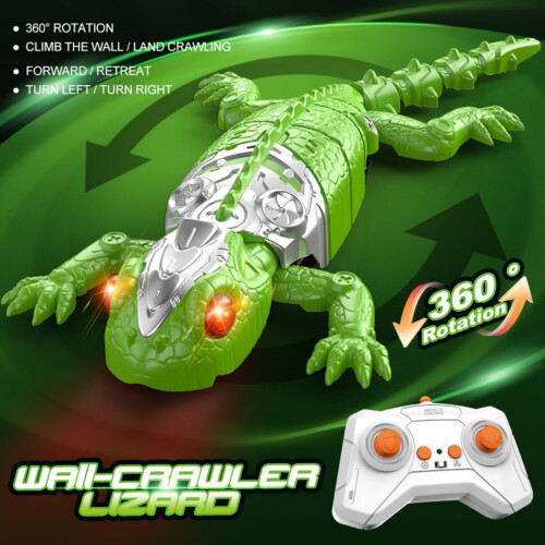 Rechargeable RC Climbing Gecko Robot with LED Eyes 2