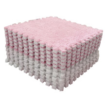 10pcs Plush Foam Floor Mat, Color Block, Interlocking, 120x60cm Pink & White