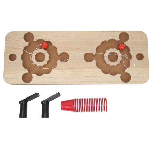 Beer Pong Board Game: Wooden Tabletop Set, 20 Cups 1