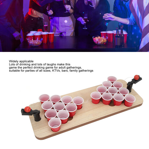 Beer Pong Board Game: Wooden Tabletop Set, 20 Cups 2