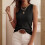 Dames casual top zwart maat L 2