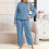Completo pigiama da donna foderato in pile, blu, taglia L 2