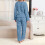 Completo pigiama da donna foderato in pile, blu, taglia L 4