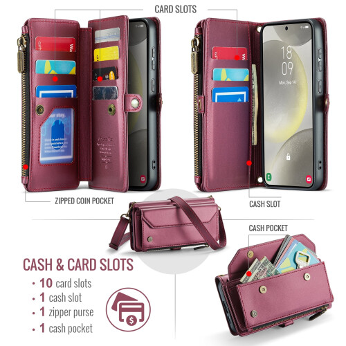 Θήκη πορτοφολιού crossbody για Samsung Galaxy S25FE5G – RFID Blocking, θήκη για 10 κάρτες, PU δέρμα, 1