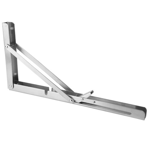 Sturdy Folding Shelf Bracket Set Stainless Steel Heavy Load Capacity Wall Mountable Adjustable Height Corrosion Resistant Space Saving Hinge Function 1