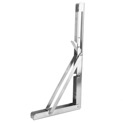 Sturdy Folding Shelf Bracket Set Stainless Steel Heavy Load Capacity Wall Mountable Adjustable Height Corrosion Resistant Space Saving Hinge Function 2