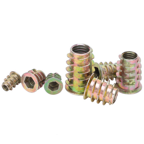 Wood Threaded Insert Nuts Set, Corrosion Resistant Zinc Alloy Self Tapping Designed External Thread Hex Socket Drive Tapered External Threads With 1